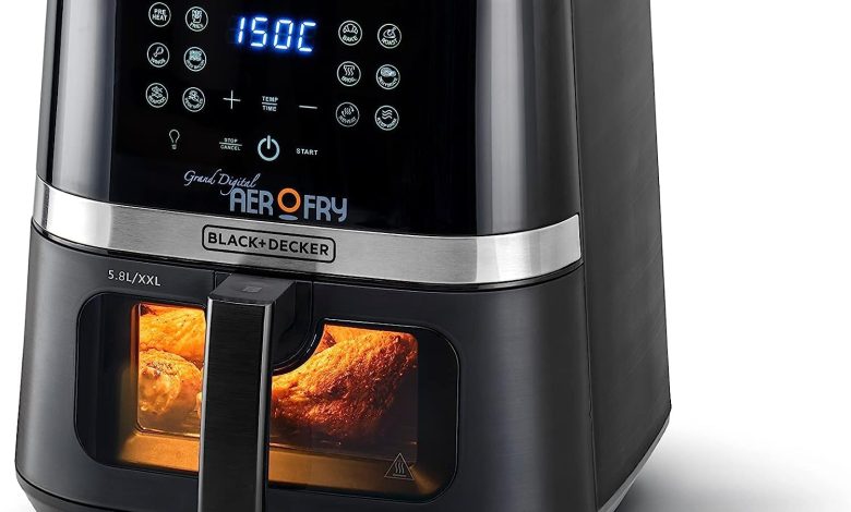 عرض المقلاة الهوائية من بلاك اند ديكر 5.8 لتر عرض المقلاة الهوائية من بلاك اند ديكر 5.8 لتر