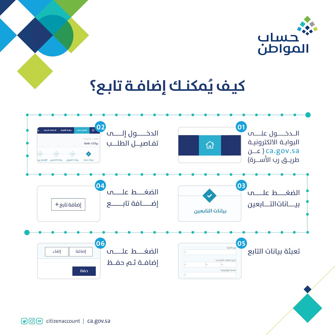 إضافة تابع في حساب المواطن بـ3 خطوات