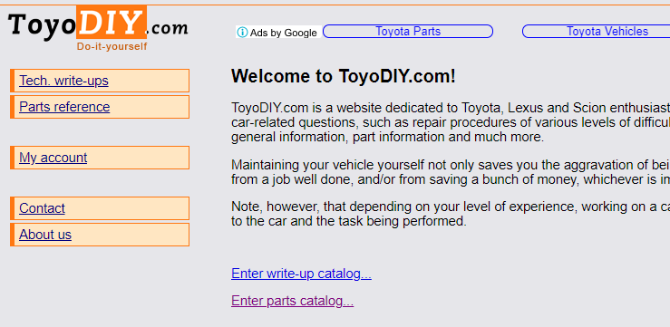 موقع ToyoDIY الشهير لقطع غيار سيارات تويوتا ولكزس