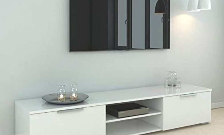 عرض طاولة تلفاز بادراج وارفف مميزة عرض طاولة تلفاز بادراج وارفف مميزة