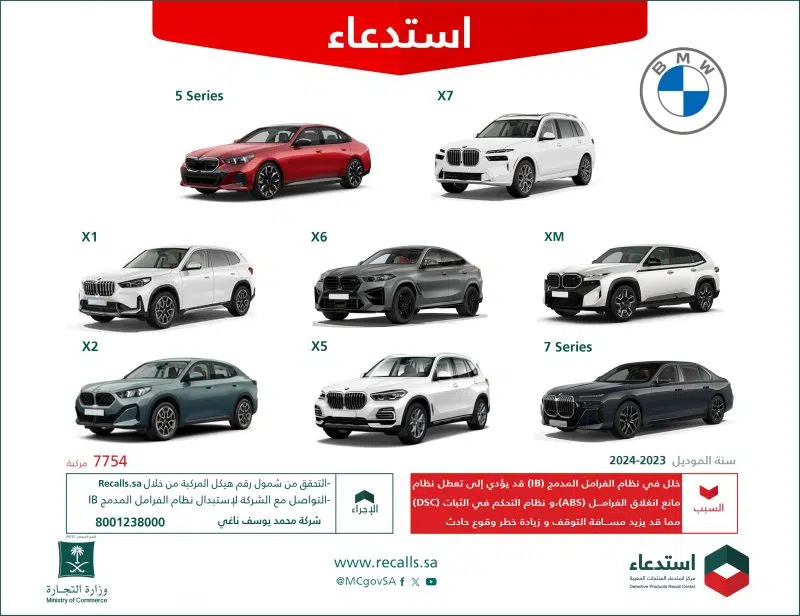 التجارة تستدعي 8000 مركبة BMW وMINI ورولز رويس