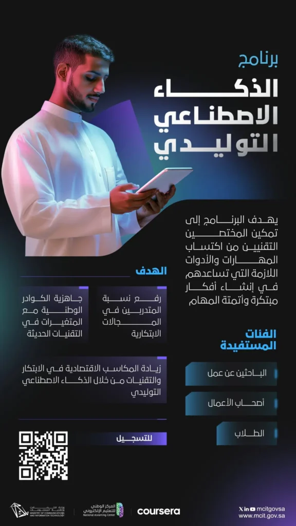 إطلاق برنامجي الذكاء الاصطناعي والعمل الحر لتطوير مهارات الكفاءات الوطنية