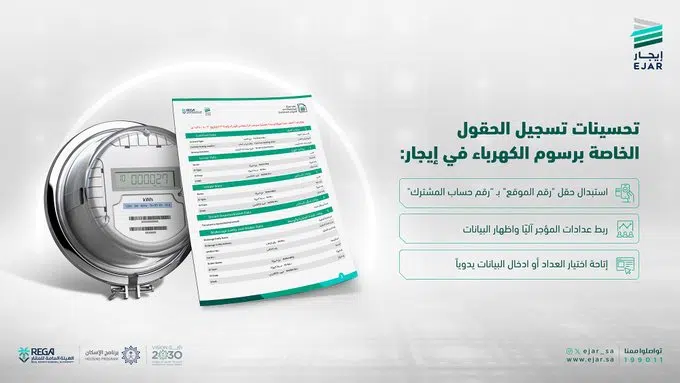 إيجار.. إجراءات مُيسرة لتسجيل حقول رسوم الكهرباء
