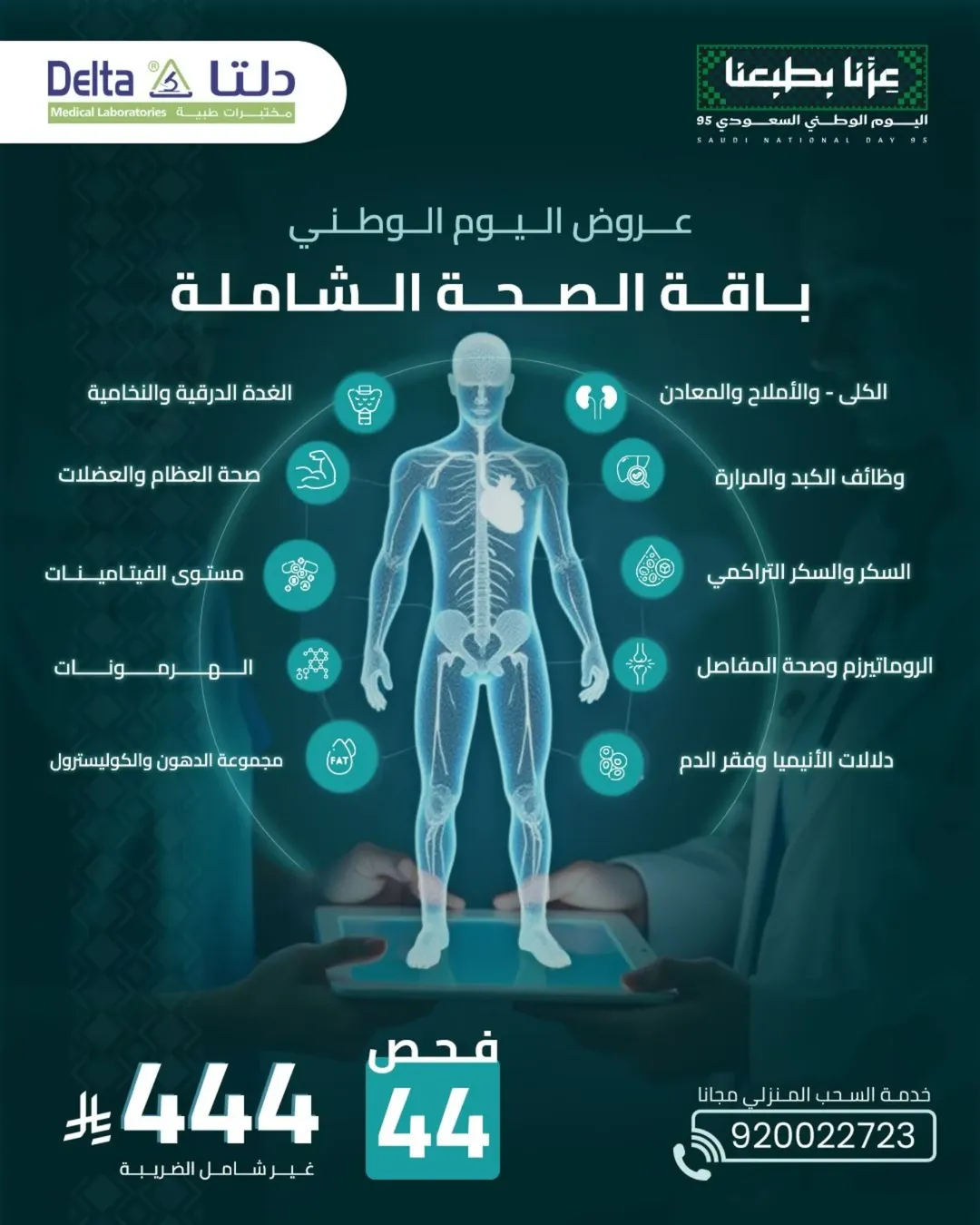 عروض اليوم الوطني من مختبرات دلتا الطبية