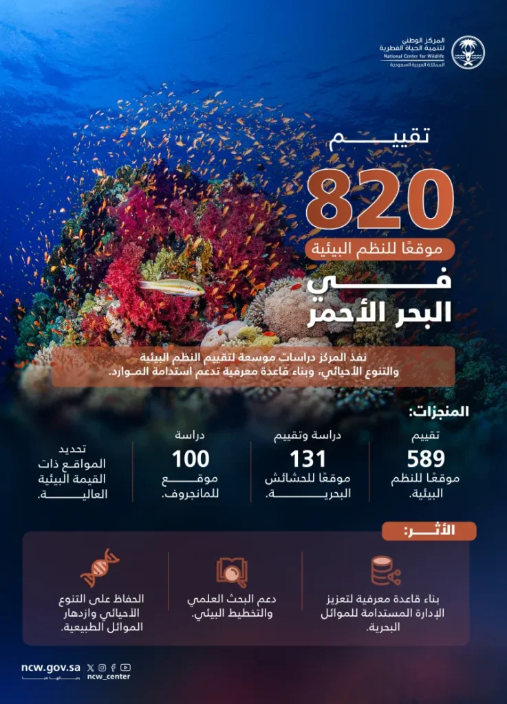 استكشاف 820 موقعاً للنظم البيئية في البحر الأحمر