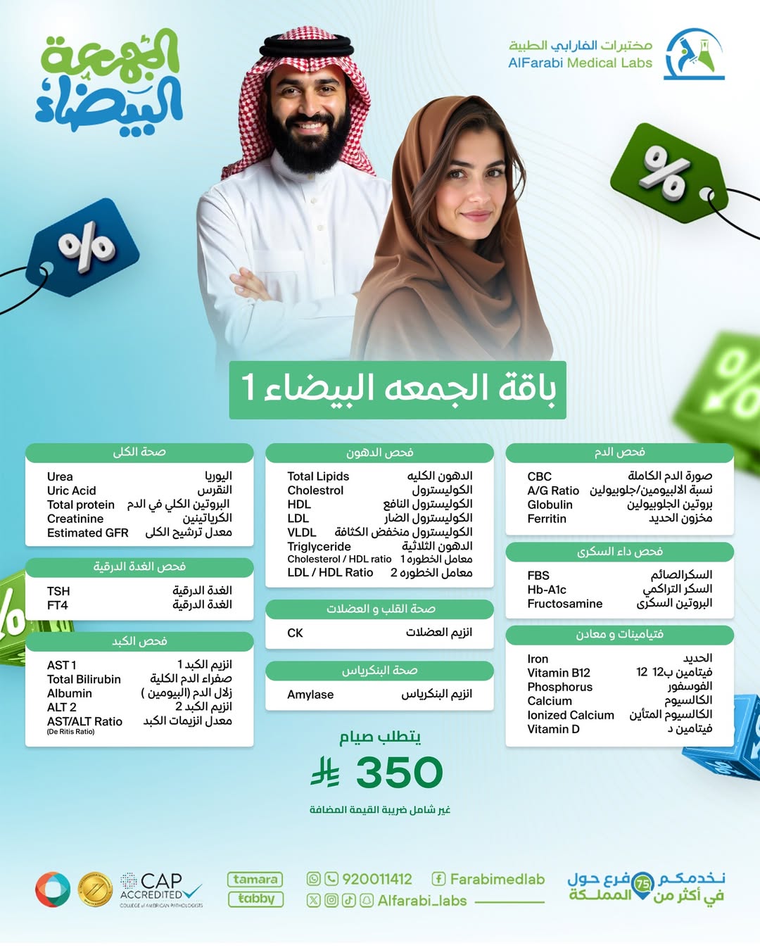 عروض الجمعة البيضاء من مختبرات الفارابي الطبية