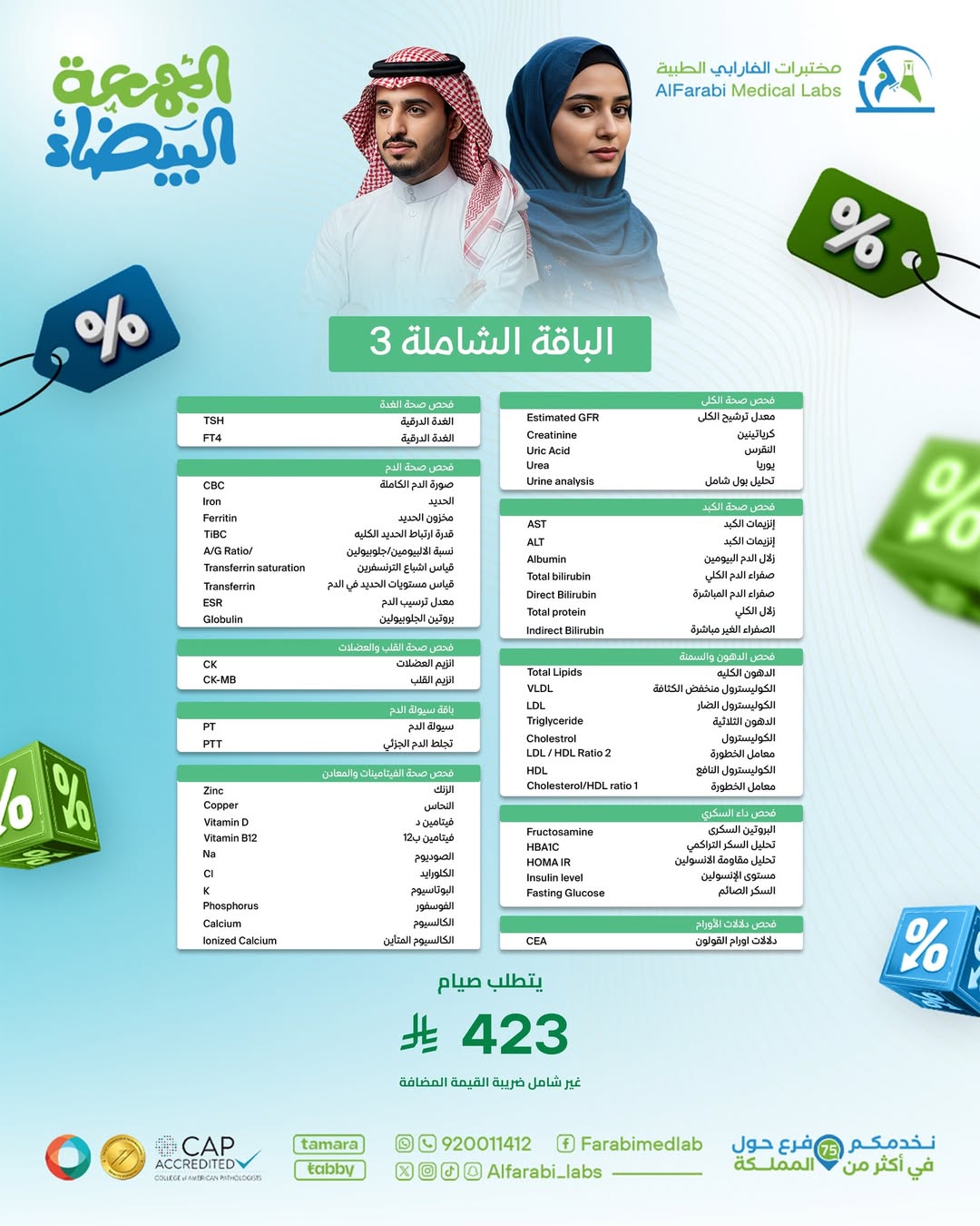 عروض الجمعة البيضاء من مختبرات الفارابي الطبية