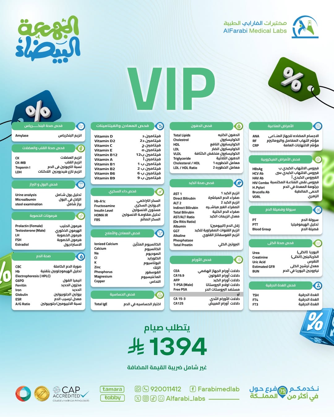 عروض الجمعة البيضاء من مختبرات الفارابي الطبية