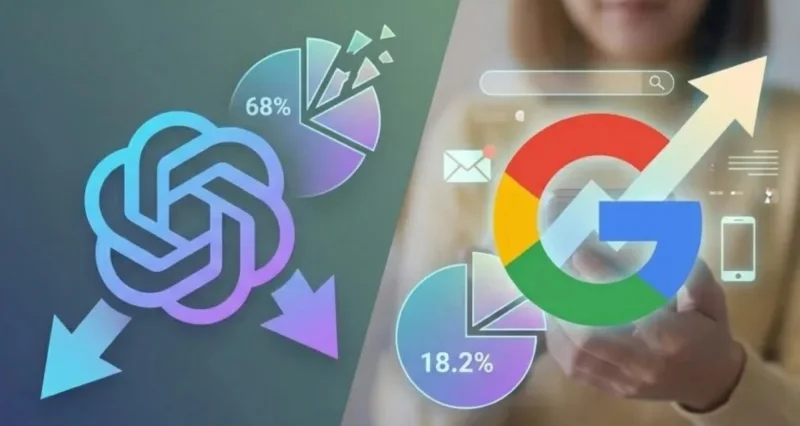 انخفاض الحصة السوقية لـ ChatGPT أمام Gemini إلى 68%