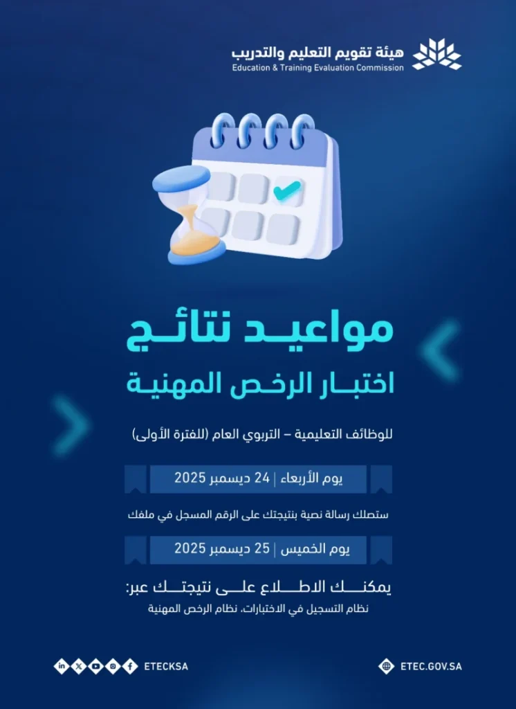 إعلان نتائج اختبار الرخصة المهنية "التربوي"